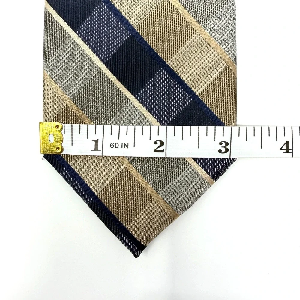 Michael Kors Plaid Check Necktie Blue Gray‎ Beige Polyester 59x3